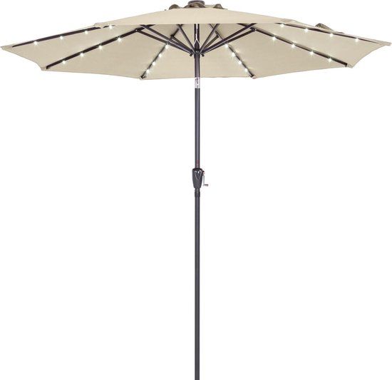 Kingsleeve Parasol Maïmi - LED Verlichting Kantelbaar 270cm - Crème