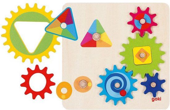 Gollnest & Kiesel Goki Houten Tandwielenpuzzel - 10 stuks - Vormenpuzzel - 2+ jaar