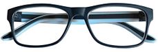 Revolite STREET leesbril met gripvaste beugel, krasbestendige lenzen, antireflecterend, unisex (1, blauw, azuurblauwe inzetstukken)