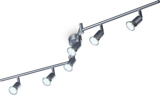 B.K.Licht Plafondspot - 6-lichts - GU10 - Railverlichting - Opbouw - Incl. 6x GU10 - 3000K - 250Lm - Grijs