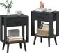 Famanu – Set van 2 moderne nachtkastjes met lade, compact ontwerp voor slaapkamer en kinderkamer, zwart, 40 x 30 x 60 cm
