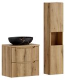 Mona Meubelset 60 cm avec plateau, lavabo à poser et colonne haute