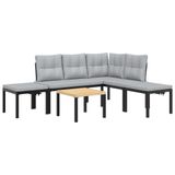 VidaXL 5-delige Loungeset met Kussens Gepoedercoat Staal Zwart