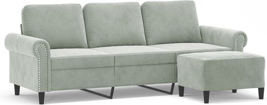 vidaXL Driezitsbank met voetenbank 180 cm fluweel lichtgrijs