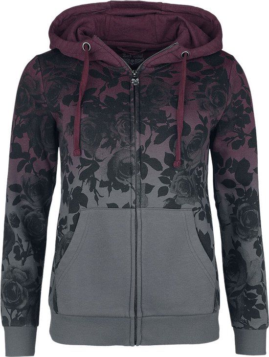 Rock Rebel by EMP Bordeaux-grijs sweater met roze all-over print en dip dye kleurverloop - Dames - 4XL