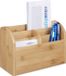 Merkloos Relaxdays Bureau organizer bamboe - 5 vakken - pennenbakjes - brievenvak - 15 x 23 x 10 cm