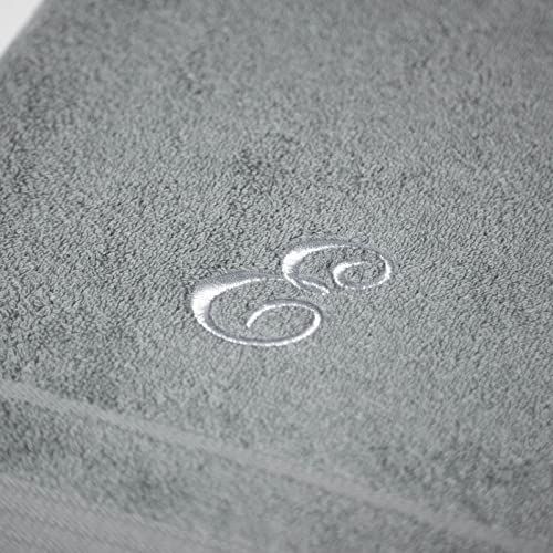 Caleffi Handdoek met gastendoekje van katoen geborduurd grijs - 71606