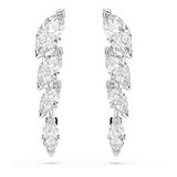 Swarovski Mesmera Oorbellen, Marquise-Slijpsel, Wit, Rodium Verguld
