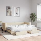 Maison Exclusive - Lit gigogne extensible avec tiroirs, couleur crème, 80x200 cm, rembourré