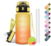 Unyqoos® Gourde sûre et polyvalente pour enfants avec marqueur de temps inspirant - Orange, 0,50 l