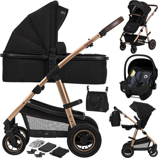 Lionelo Amber 3-in-1 Kinderwagen Set - Black Onyx - Incl. Autostoel - 0-22kg