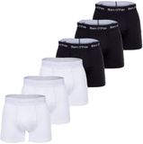 Marc O'Polo Boxershorts 6-PACK BOXER Set van 6 - Wit/Zwart - Effen - Katoen/Elastaan - XXL