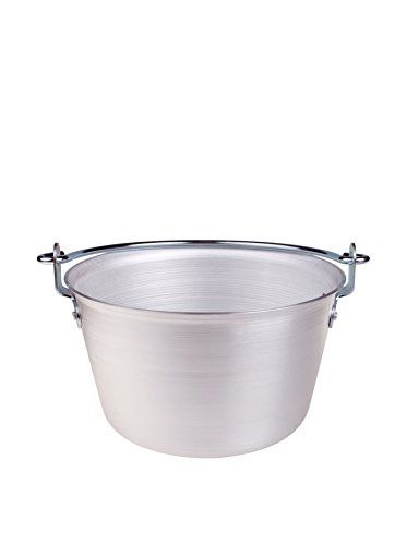 Pentole Agnelli ALMA14420 Professioneel Aluminium 3 Mm. Polenta Pot met Bow Handle, Diameter 20 cm, Zilver