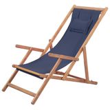 VidaXL Opklapbare stoel met stoffen bekleding en houten frame, blauw