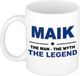 Bellatio Decorations Maik cadeau mok - man myth legend - naam koffiemok / beker - wit en blauw - 300 ml - verjaardag