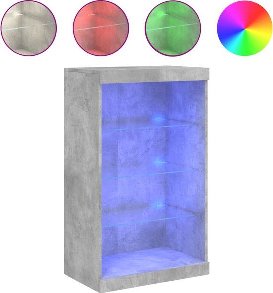 vidaXL Dressoir met LED-verlichting 60,5x37x100 cm betongrijs
