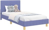 vidaXL Kinderbedframe met hoofdeinde, jeansblauw, 80 x 200 cm, met stoffen bekleding