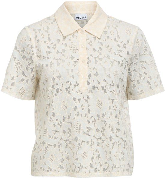 Object Objbianca S/s Lo Polo Top Dames - Creme - Maat S