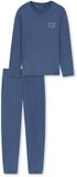 SCHIESSER Pyjama lang Heren Katoen Effen Faded Denim Lange Mouw