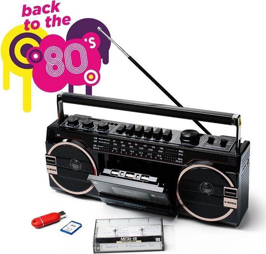 Ricatech PR1980 Old School Ghetto Blaster - Draagbare Radio - Zwart