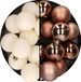 Merkloos / Sans marque Kaemingk B.V. Kunststof kerstballen 6 cm - 12 stuks - wol wit en bruin