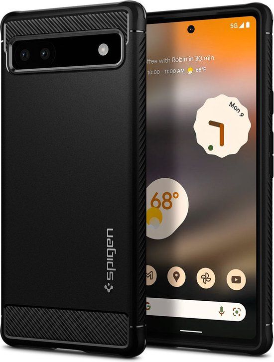 Spigen Rugged Armor Google Pixel 6a Hoesje Back Cover Zwart