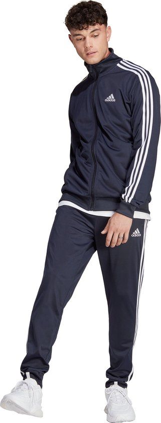 adidas Sportswear Basic 3-Stripes Tricot Trainingspak Heren - Blauw - S