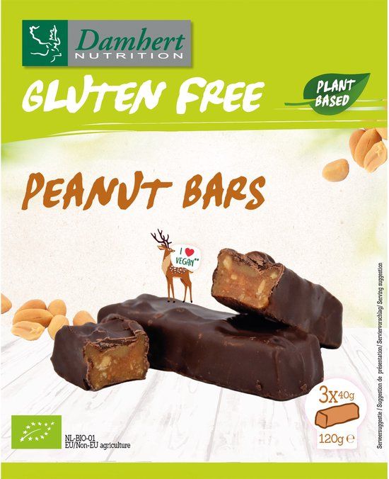 Damhert peanut bars biologisch gv 120 gram