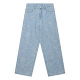 s.Oliver BIGGY regular waist wide leg jeans met print - Bleu clair