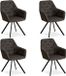Homestyle4u Eetkamerstoelen van Linnen - 4 Stoelen - met armleuningen - Antraciet