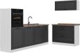Vicco Complete keukeneenheid R-Line, Antraciet landelijk/Wit, 220 cm goudkleurig eiken werkblad