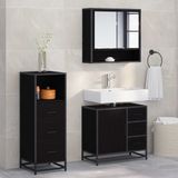 vidaXL Badkamermeubel Set 3-delig Zwart Eiken 65 x 33 x 60 cm