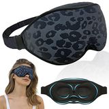 Modieus slaapmasker, slaapmasker voor vrouwen, 100% verduisterend oogmasker, zachte bedekking, sterk licht, geschikt voor reizen, yoga, dutje (luipaardprint)