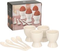 Eierdop met lepel 16-delig - Porselein - Wit