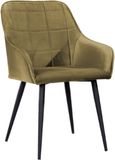 Soof&Tess - Set van 2 - Varese Eetkamerstoel - Okergeel - Fluweel - Velvet - Industrieel - Met armleuning - Easy Clean Stoffen - Hoge Kwaliteit