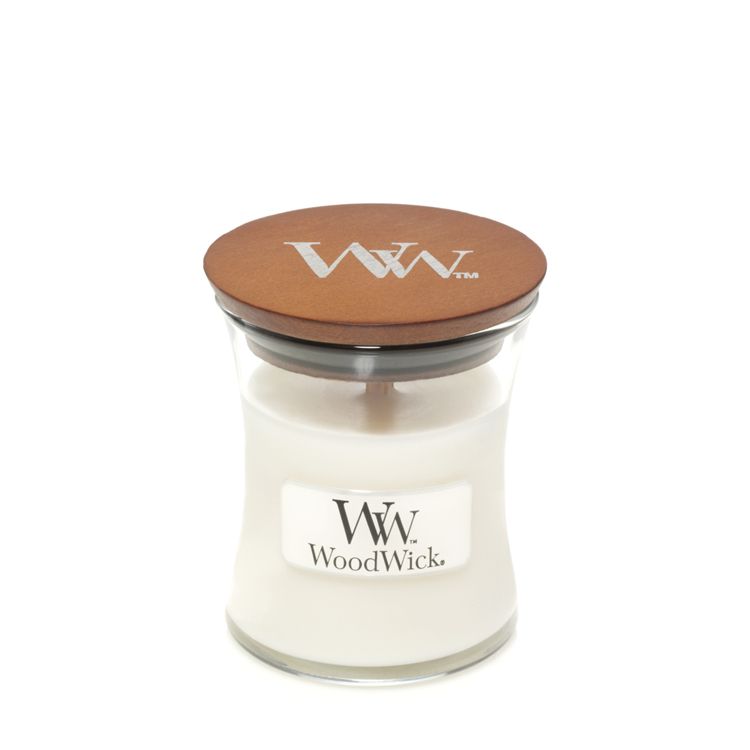 WoodWick White Teak Geurkaars - Rond - Wit - 8 cm - 1 stuk