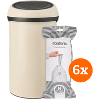 Brabantia Touch Bin 60 Liter Soft Beige + Vuilniszakken (120 stuks)