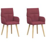 vidaXL Eetstoelen - 2 stuks - Stof - Wijnrood - 60 x 56 x 93 cm