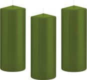 Trend Candles Bougie cylindrique/bougie tronc - 12x - vert olive - 8 x 20 cm - 119 heures de combustion - bougies horeca