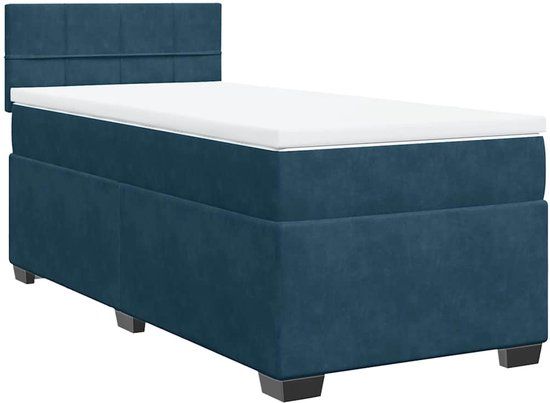 vidaXL Boxspring met matras fluweel donkerblauw 90x190 cm