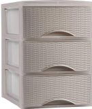 PLASTICFORTE Thuis kantoor organizer ladeblok - taupe - kunststof - 26 x 37 cm - 3 lades