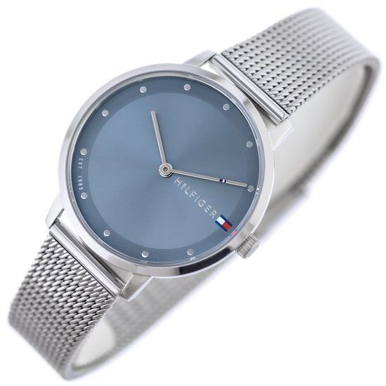 Tommy Hilfiger Pippa - Dameshorloge - Quartz - Zilveren Roestvrij Staal - Blauwe Wijzerplaat