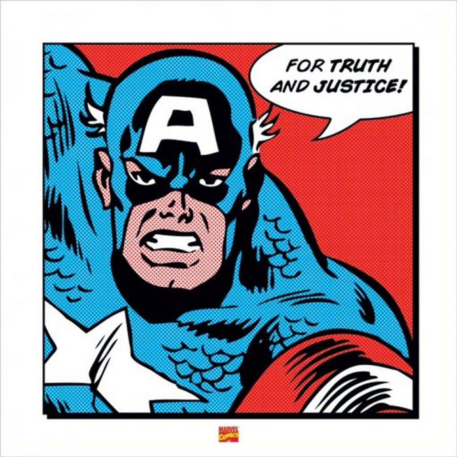 Pyramid Captain America For Truth And Justice - 40x40cm - Kunstdruk