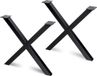 Emuca Set met twee gekruiste tafelpoten Cross, hauteur 695 mm, laqué noir