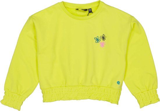 Quapi Dewi Sweater Meisjes - Geel/Groen - Maat 104 - Driekwart Mouw - Ronde Hals - 80% Polyester - Herfst/Winter 2023