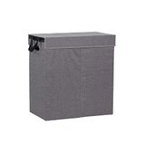 Household Essentials Hamper Wassorteerder met Magnetische Dekselsluiting, Dubbel, Grijs