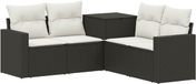 vidaXL - Canapé - 5 - pièces - Noir - et - Crème - Blanc - Poly - rotin - et - Acier