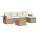 vidaXL 5-delige Loungeset met kussens, polyrattan, beige
