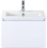 BES LED Frozen Badmeubelset 60 cm - Greeplijst in Kleur - Wit Hoogglans - Keramische Wastafel Wit 1 Kraangat