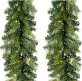 Decoris Dennenslinger - Groen - Met Verlichting - 270 cm